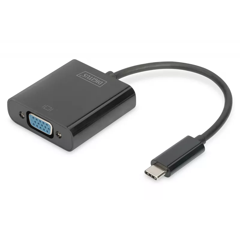 DIGITUS DA-70853 USB-C-auf-VGA-Adapter, Full HD 1080p, schwarz