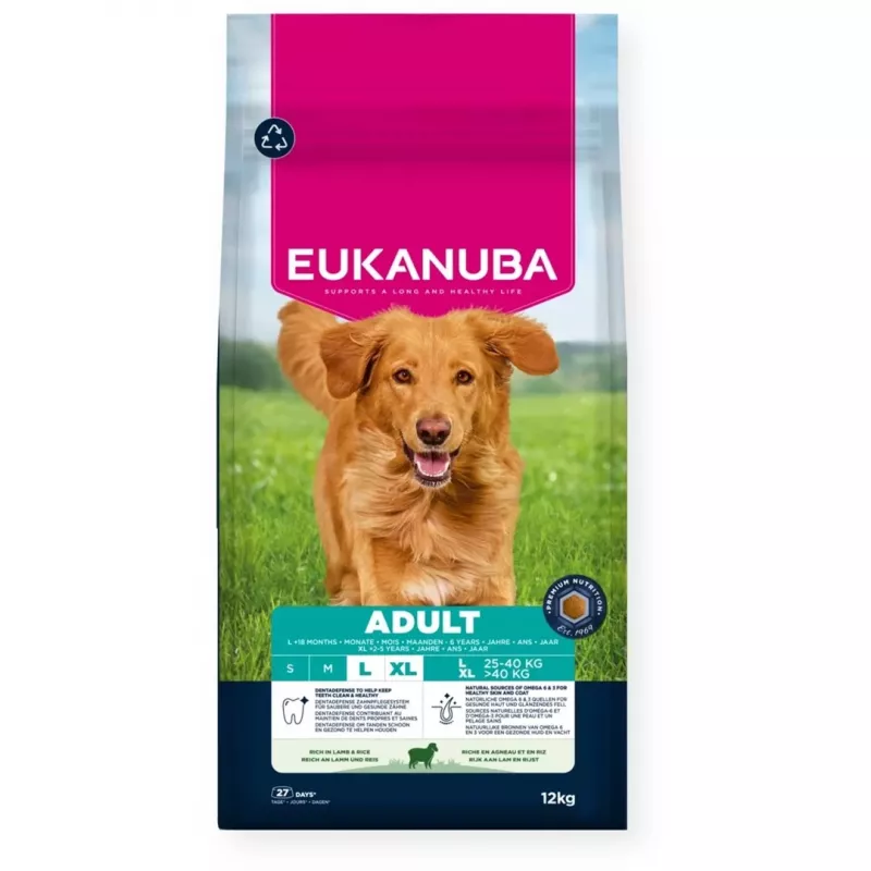 Trockenfutter für Hunde EUKANUBA Adult Large Breed Lamb & Rice 12 kg – Alleinfuttermittel für ausgewachsene Hunde großer und riesiger Rassen