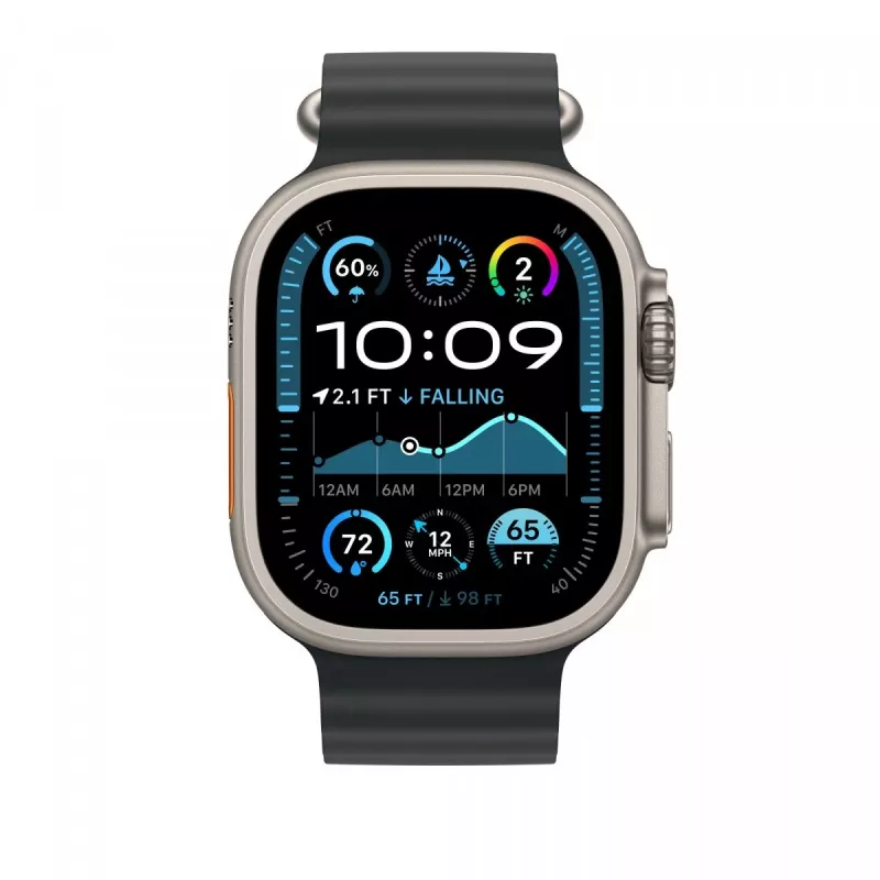 Band Apple 49mm Schwarz Ocean Band Extension Natural Titanium Finish