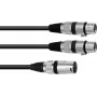Audiokabel XLR 3-polig Stecker auf 2 x XLR 3-polig Kupplung Omnitronic 30225210
