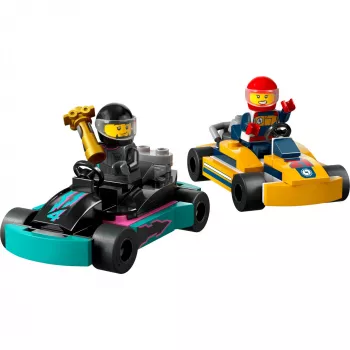 Konstruktionsspielzeug LEGO 60400 City Go-Karts mit Rennfahrern – Spielset mit Minifiguren und Fahrzeugen