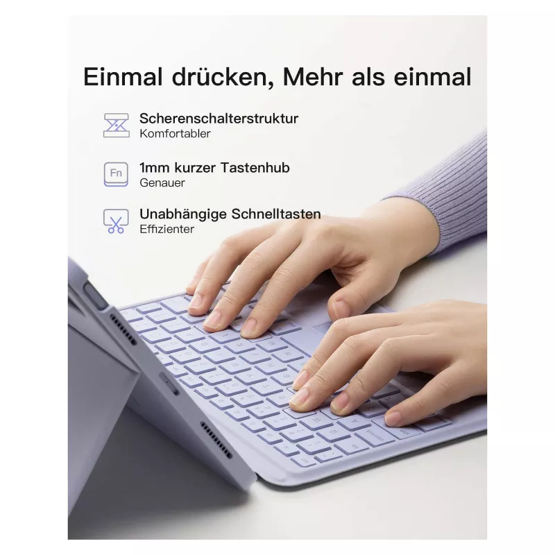 inateck Tastatur iPad 11 iPad Air 4./5. Gen. Kompatibel QWERTZ lila