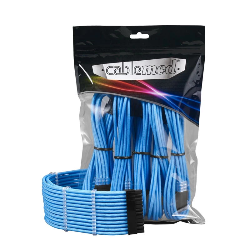 CableMod PRO ModMesh 12VHPWR Kabelverlängerungsset — hellblau, 3-teilig GPU 12+4-Pin-Verlängerungen