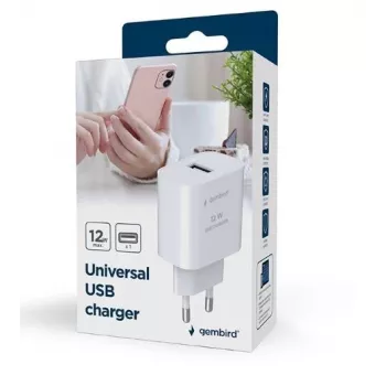Ladegerät für Mobilgeräte GEMBIRD TA-UC-1A12-01 5V 2.4A 12W USB PD, 1 Anschluss, Weiß