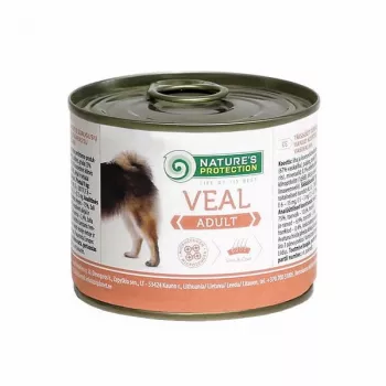 Nassfutter für Hunde nature’s protection Adult Kalb 200 g — Alleinfuttermittel in Dose für ausgewachsene Hunde, Protein 10,6 %, Fett 6,9 %, Feuchtigkeit 75 %