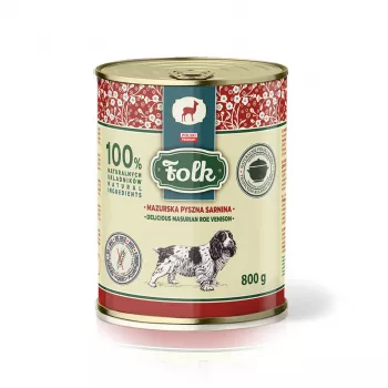 FOLK Delicious Masurian Reh-Wild – Nassfutter für Hunde – 800 g