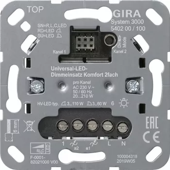 Gira Uni-LED-Dimmereinsatz 2-fach S3000 Modell 540200 für LED-Beleuchtung