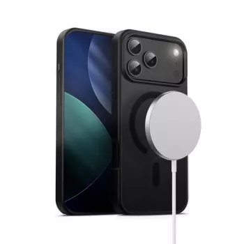 Crong Hybrid Frost MAG Cover Case mit MagSafe für iPhone 17 Pro Max Frosted Schwarz