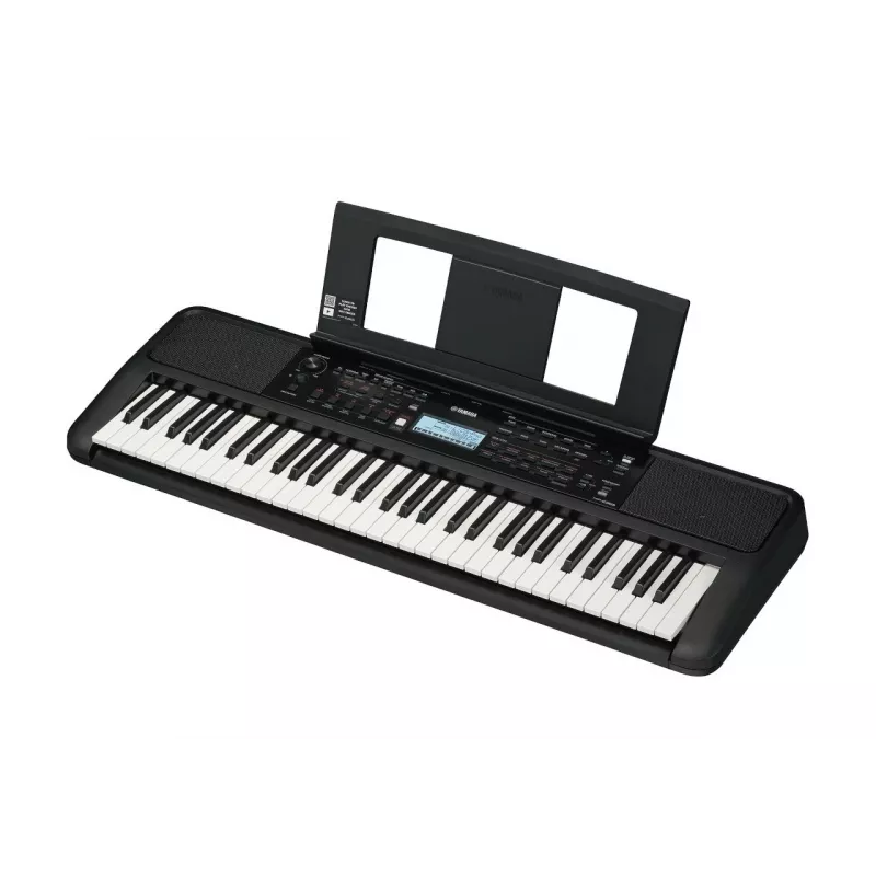 Tastatur YAMAHA PSR-E383 — Tragbares 61-Tasten-MIDI-Tastatur, LCD-Display, USB, integrierte Lautsprecher, batteriebetrieben (6), Schwarz