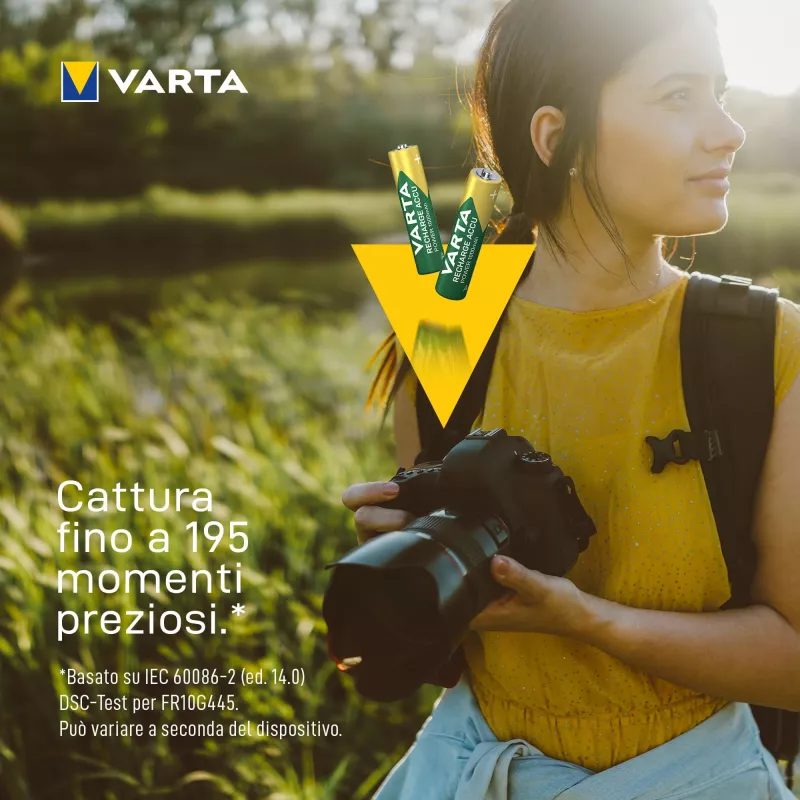 VARTA HR03 AAA Recharge Accu Leistung 1000 mAh 05703 Akkus 4 Stück Grün, Gelb