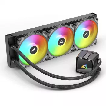 All-in-One-Flüssigkeits-CPU-Kühler Sharkoon S60 ARGB – 360-mm-Radiator, 3×120-mm-PWM-Lüfter, Schwarz