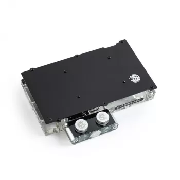 Water block BitsPower Classic VGA BP-VG3070FE — 125×171,4×28,4 mm, 3‑pin RGB, schwarz/silber/transparent