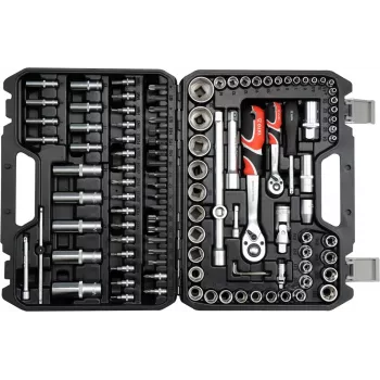 Steckschlüsselsatz YATO YT-38791 — 108-teilig, 1/2 Zoll Antrieb, inklusive Knarre, schwarzer Koffer
