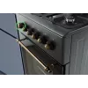 Gas-/Elektroherd MPM MPM-56-KRM-13, 4 Kochzonen, elektrischer Backofen 58 L, mechanische Drehknöpfe, schwarz