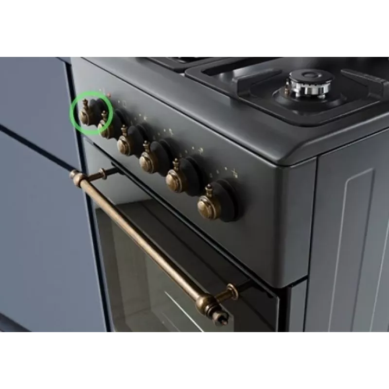 Gas-/Elektroherd MPM MPM-56-KRM-13, 4 Kochzonen, elektrischer Backofen 58 L, mechanische Drehknöpfe, schwarz