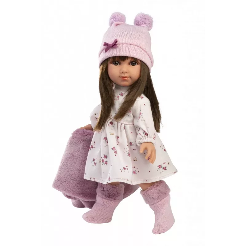 Puppe Llorens Sara 35 cm — realistischer Vinylkopf und weicher Stoffkörper