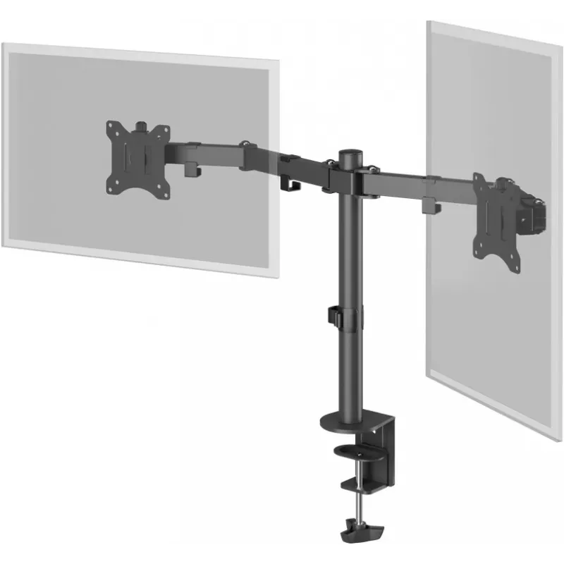Goobay Monitorarm Dual Flex - 17-32 Zoll Bildschirm - Tischmontage VESA 75 und 100 mm - Drehbar, schwenkbar und neigbar - Höhenverstellbare Halterung - Maximale Traglast