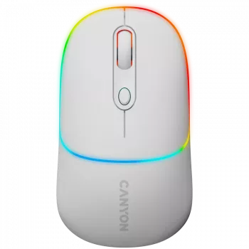 Canyon MW-22 CNS-CMSW22SW Maus – 2-in-1 Bluetooth/2,4 GHz – optisch – 800/1200/1600 DPI – 4 Tasten – RGB-Beleuchtung – wiederaufladbar – Schneeweiß
