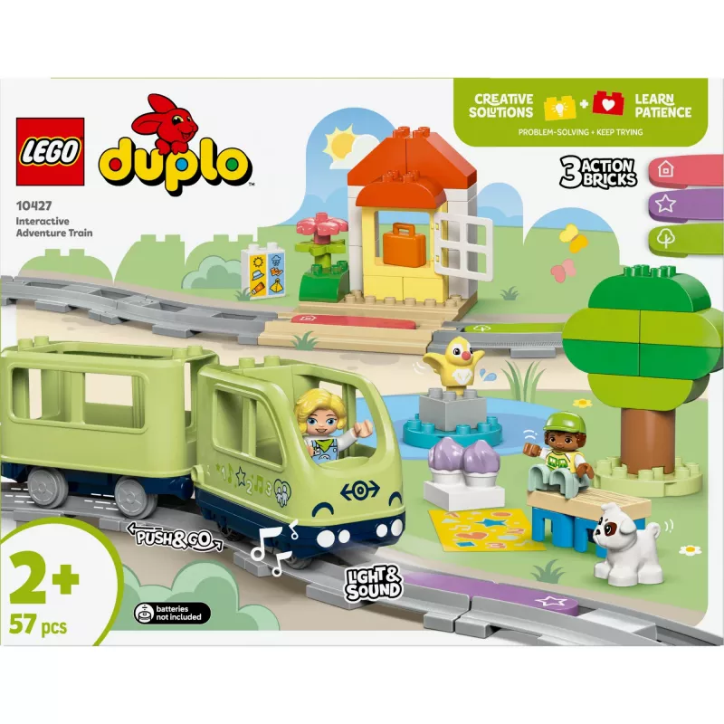 Spielzeug-Zugset LEGO DUPLO Interaktive Abenteuer-Eisenbahn 10427, 57 Teile, 2 Minifiguren, für Kinder ab 2 Jahren