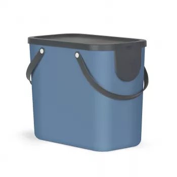 Abfallbehälter rotho Albula 25 L rechteckig, Technopolymer, blau, 400×340×235 mm
