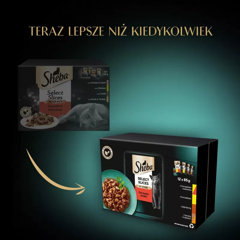Nassfutter für Katzen Sheba Moist, Beutel 12×85 g (1020 g), Huhn & Lamm, ausgewachsen