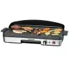 Elektrischer Tischgrill Rommelsbacher BBQ 2003 — 1900 W, 50×25 cm, gerippt + Teppanyaki, stufenloser Thermostat, silber/schwarz