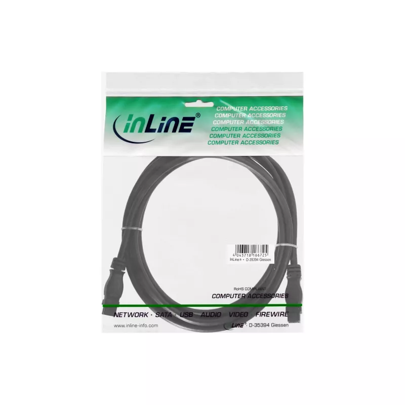 FireWire-800-Kabel InLine 39902 1,8 m Stecker/Stecker Schwarz