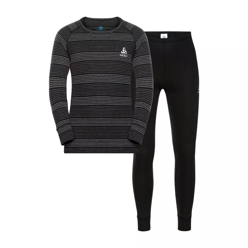 Odlo Set lang ACTIVE WARM ECO SET Kinderunterwäsche-Set, Größe 164 cm, Schwarz und Grau