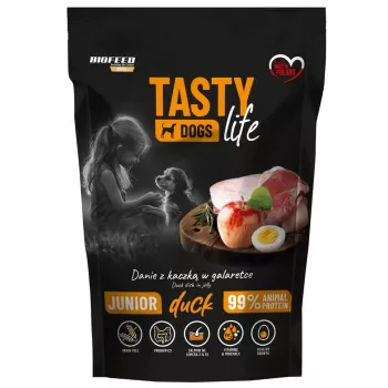 BIOFEED Tasty Dogs Life Junior Ente - Nassfutter für Hunde - 150 g