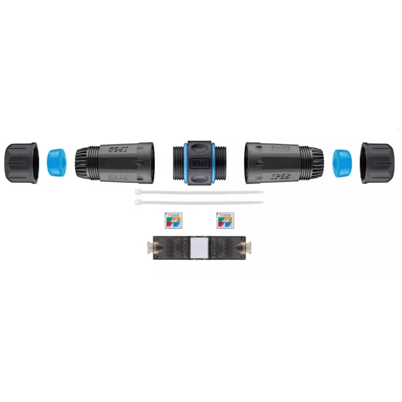 Goobay Outdoor (IP68) Netzwerkkabelverbinder, CAT 6A Ungeschirmt, UTP – staubdicht und wasserdicht, Anschlussleiste für LSA-Montage (werkzeugfrei) (44416)