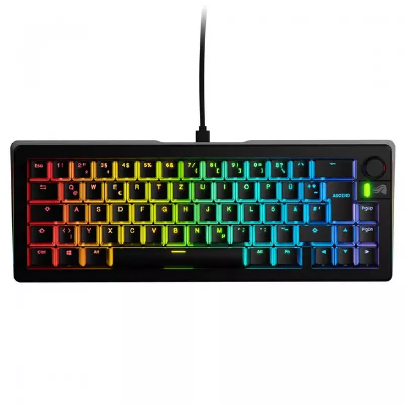 Mechanische, vorgefertigte 65% Gaming-Tastatur GLORIOUS GMMK 3 — ISO-Layout, Fox Switches, Schwarz