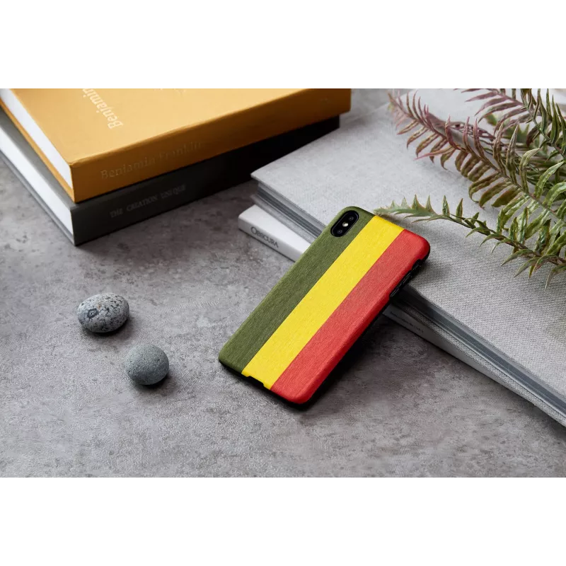 Smartphone-Hülle man and wood für iPhone XS Max – Modell Reggae, schwarz