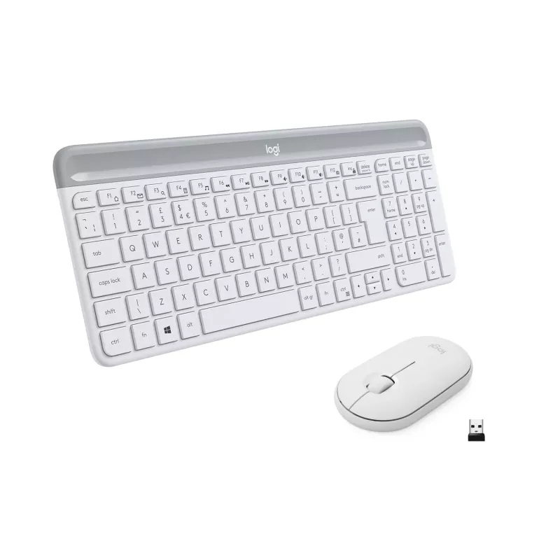 Logitech Slim Wireless Combo MK470 - Tastatur-Maus-Set - Funk - 2,4 GHz - Spanisch - Off-White (920-009199)