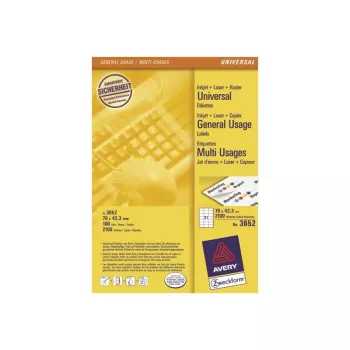 Avery - Etiketten - Weiß - 42,3 x 70 mm, 2100 Etiketten (100 Blatt x 21) (3652)
