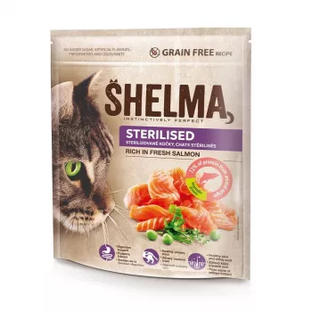 SHELMA Sterilised Reich an Lachs - Trockenfutter für Katzen - 750g
