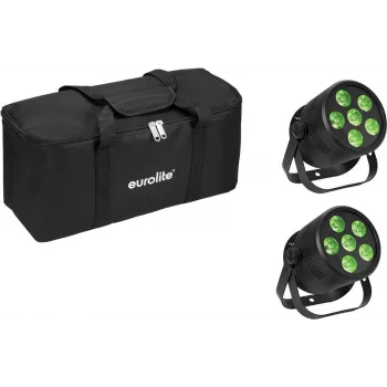 LED Par-Scheinwerfer EUROLITE Silent Par 6 QCL Floor Set mit 2 Stück und Soft-Bag