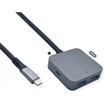 VALUE USB Hub 12.99.1126 – USB 3.2 Gen 2 (Type-C-Host) 4 Ports (2×A + 2×C) 10000 Mbit/s, Schwarz