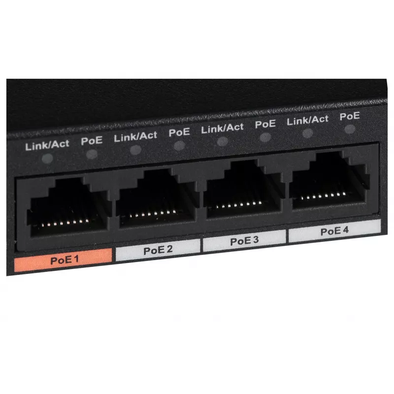 Dahua Technology PFS3006-4ET-60 Unmanaged L2 Fast Ethernet (10/100) Power over Ethernet (PoE) Schwarz