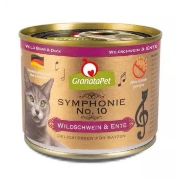 Nassfutter für Katzen Fox4Pets Symphonie No.10 Wildschwein und Ente 200 g, Alleinfuttermittel für ausgewachsene Katzen, 78 % Feuchtigkeit