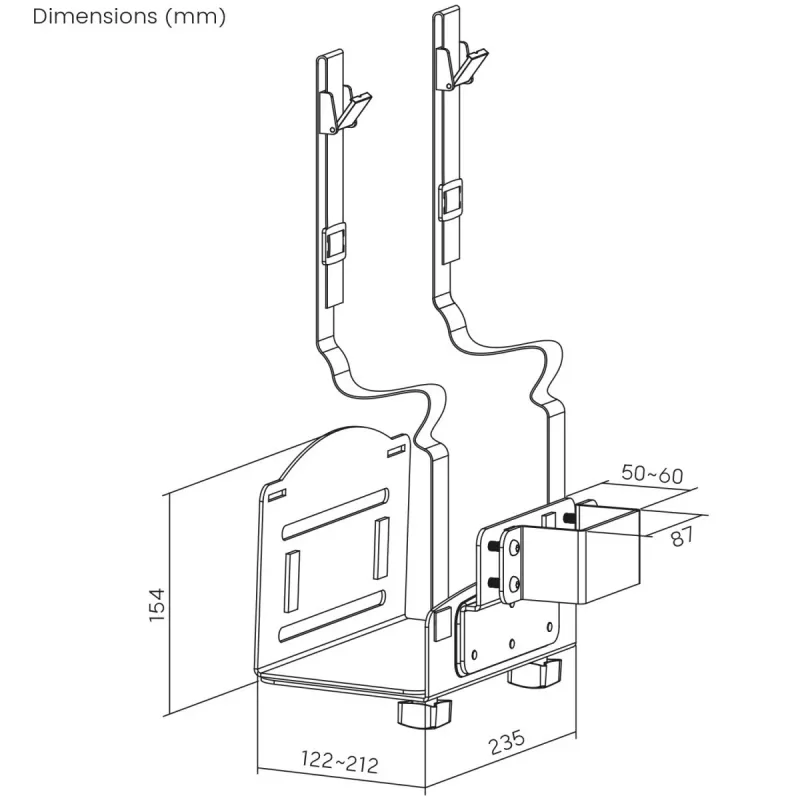 CPU-Halterung MACLEAN MC-116W, höhenverstellbares und schwenkbares Design für die Untertischmontage