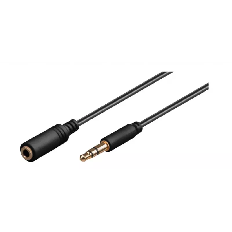 Wentronic Goobay 3,5mm-Klinkenverlängerungskabel, Schwarz, 5 m - Klinke 3,5 mm-Stecker (3-polig, Stereo) > Klinke 3,5 mm-Buchse (3-polig, Stereo) (97122)