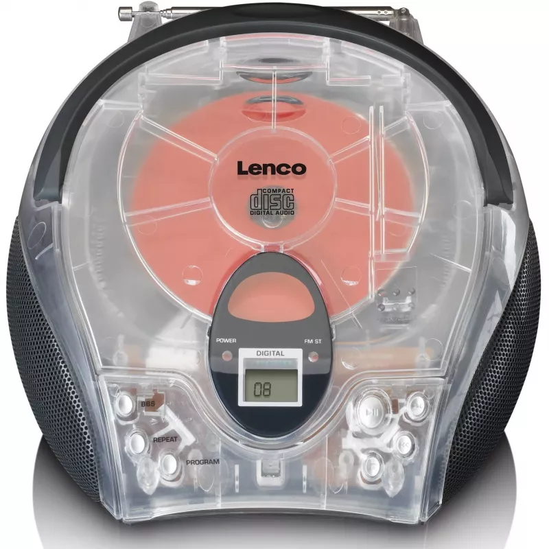 Tragbares Radio mit CD-Player Lenco SCD-24TR — FM, 4W Ausgang, LCD, Teleskopantenne, Netz-/Batteriebetrieb, 6×C-Batterien