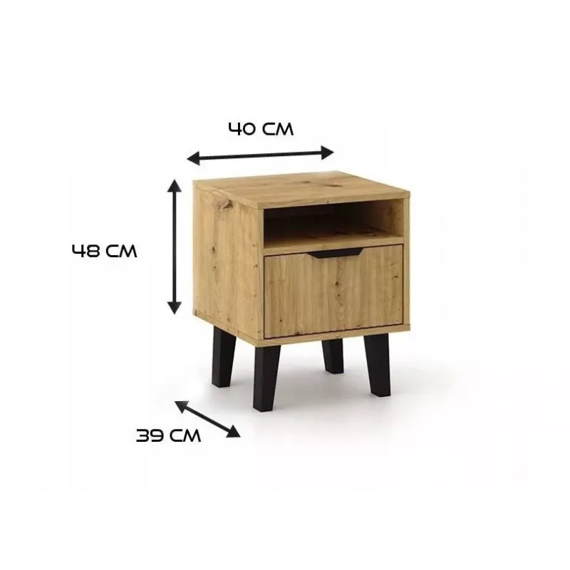 SCANDI 1S schlank Eiche ARTISAN Nachttisch