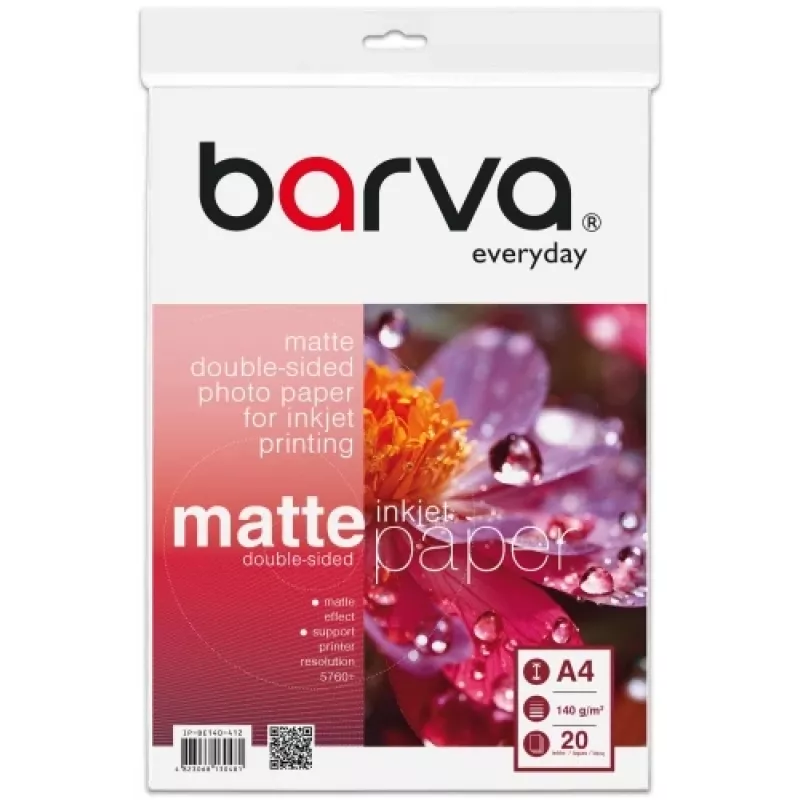 Fotopopierius Barva (IP-BE140-412) Everyday Dvipusis Matinis 140 g/m², A4, 20 lapų