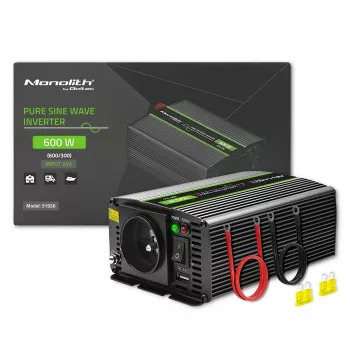 Qoltec Monolith power adapter/inverter Auto 600 W Schwarz