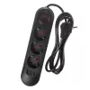 Steckdosenleiste MACLEAN MCE394 B — 3 Steckdosen + 3×USB A, 110–240V, 2,1A USB, 2500W, 1,5 m Kabel, schwarz