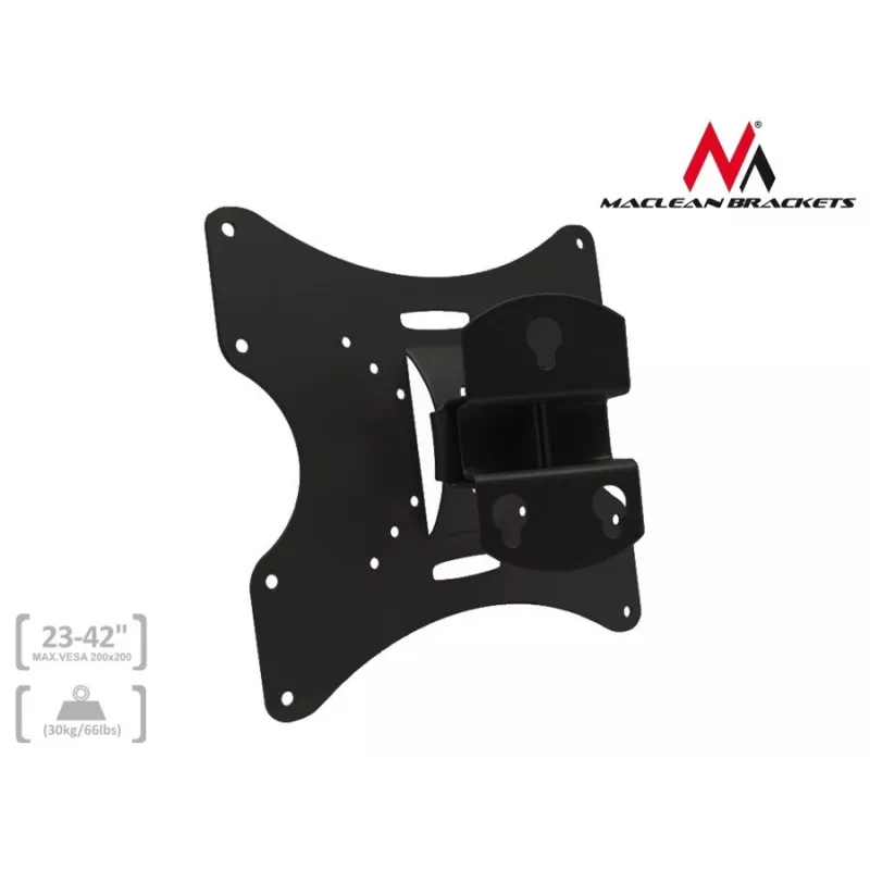 Maclean MC-501A Universal-Wandhalterung für TV 23-42 Zoll, bis 30 kg, VESA 200x200, Schwarz