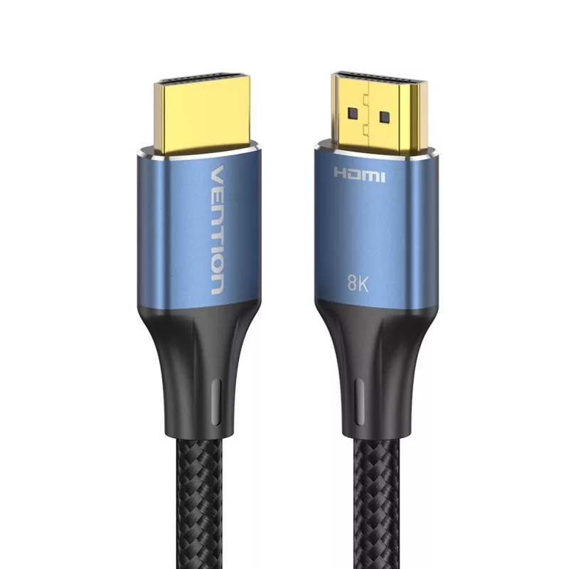 Vention Baumwollgeflochtenes HDMI-A Stecker auf Stecker HD Kabel 8K 5M Blau Aluminiumlegierung Typ