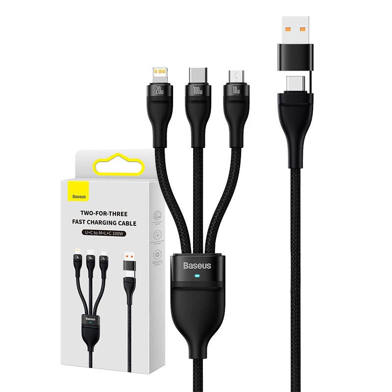 USB-Kabel Baseus CASS030101 1,2 m USB-A/USB-C USB-C/Micro-USB-B/Lightning Schwarz