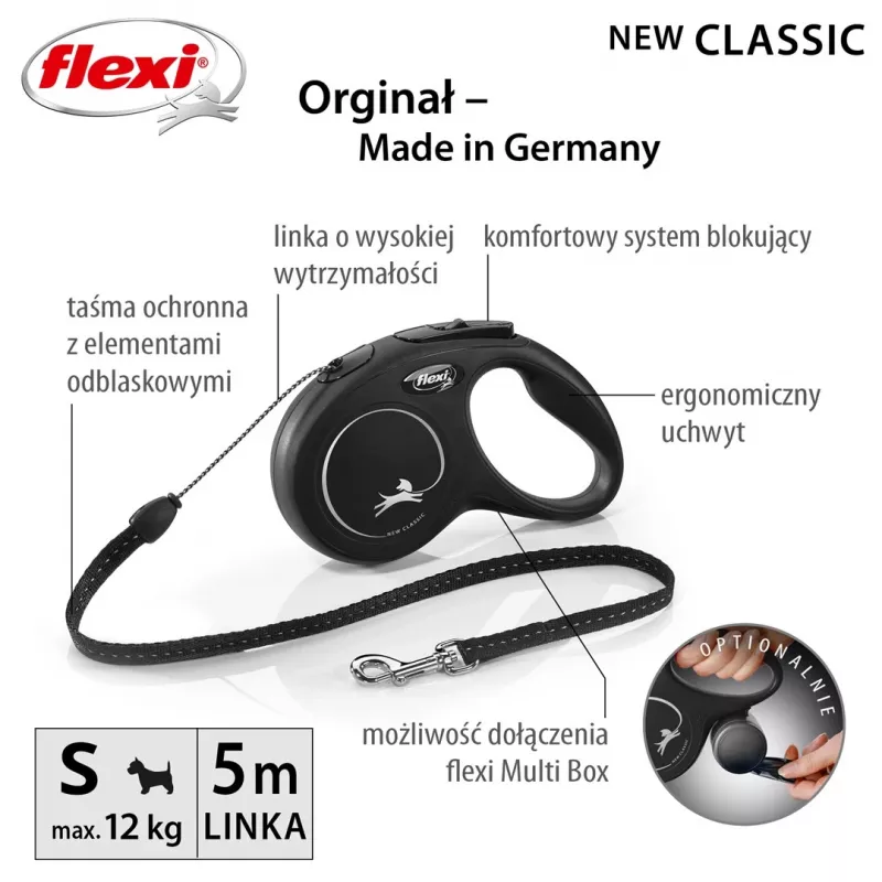 Flexi New CLASSIC 5 m schwarz Hunde-Rollleine